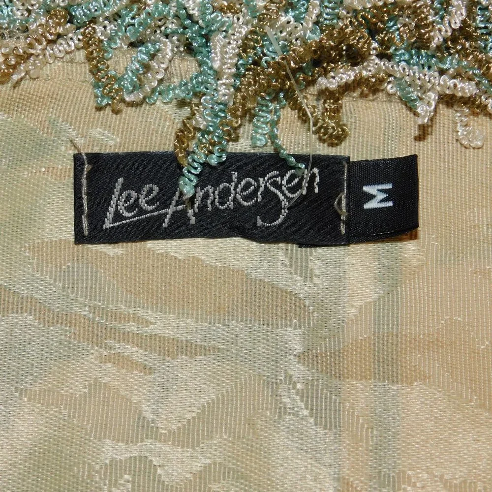 Lee Anderson Linen/Silk Blend Jacket Embroidered Tie Front Size Medium Vintage - Picture 11 of 13